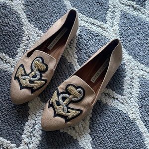 Veronica Beard Griffin Anchor Flats linen patch size 7